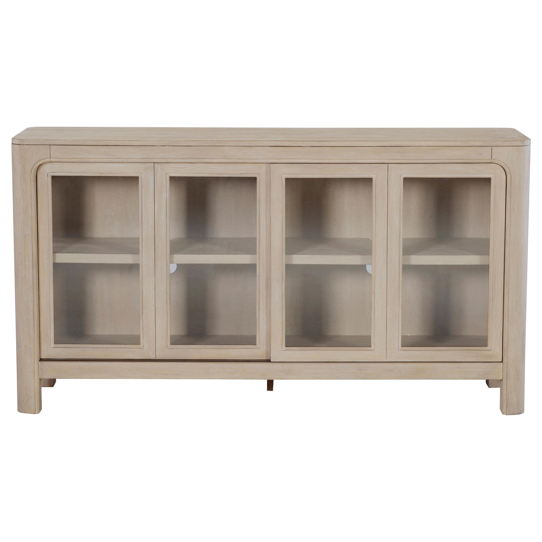 Back view of Solano sliding door sideboard showing wood and wire management hole