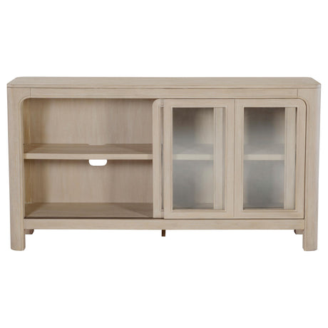 Solano Sliding Door Dining Sideboard in weathered mango finish, front view
