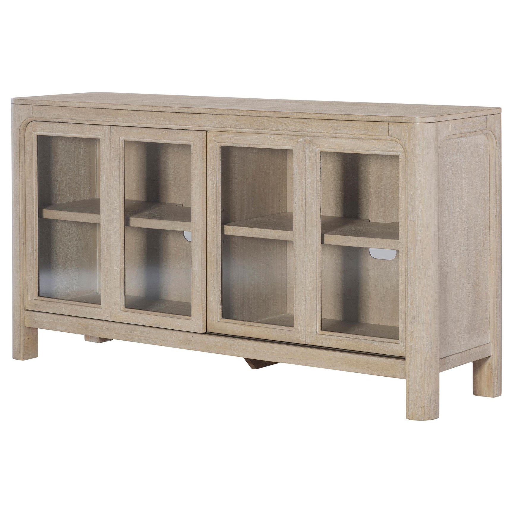 Solano Sliding Door Dining Sideboard in weathered mango finish, front view