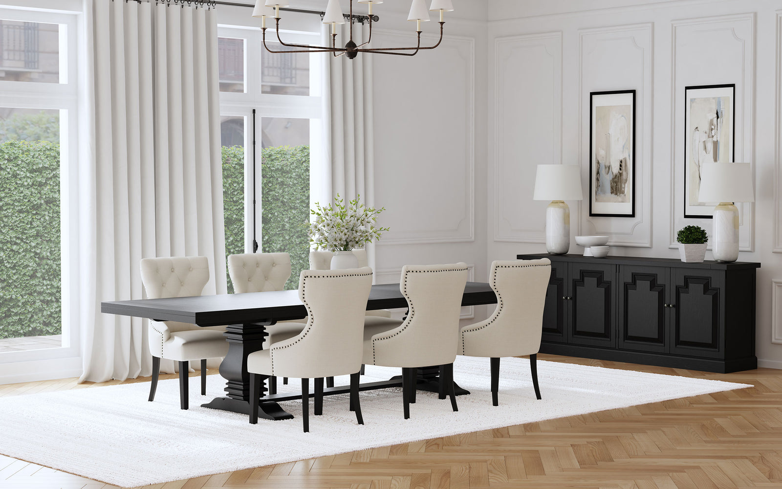 main view of Florence Beige 126-inch Extension Dining Room Set dining room furniture