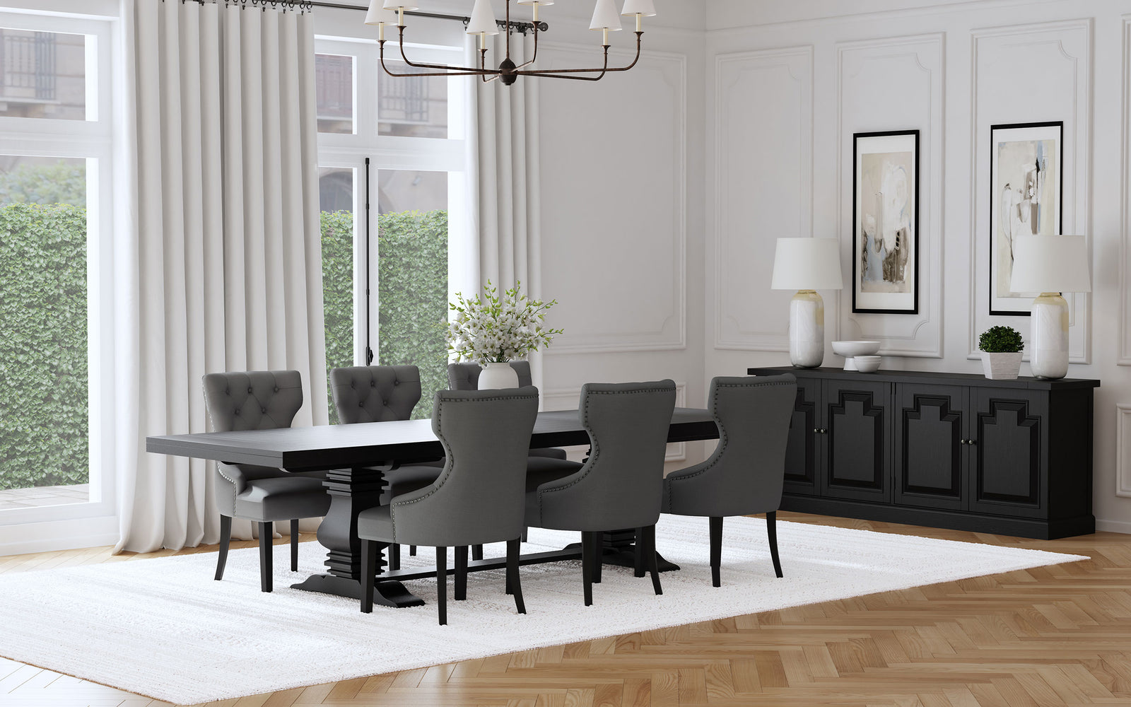 main view of Florence Grey 126-inch Extension Dining Room Set dining room furniture