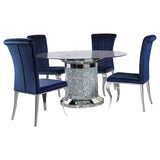 Room view of Ellie Ink Blue Mirrored Pedestal Dining Set dining furniture