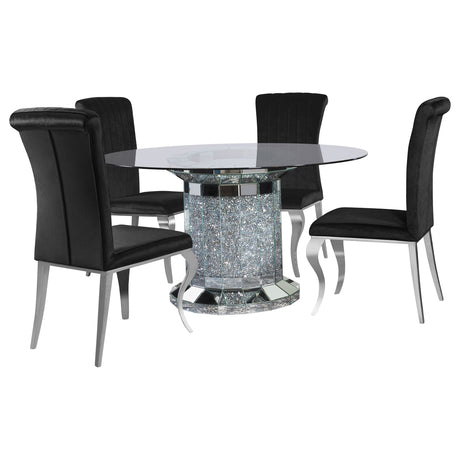 Ellie Black Mirrored Pedestal Dining Room Set room view