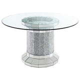 Ellie Black Mirrored Pedestal Dining Room Set detail view