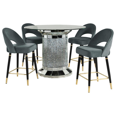 Side view of Ellie Grey Mirrored Counter Height Dining Set