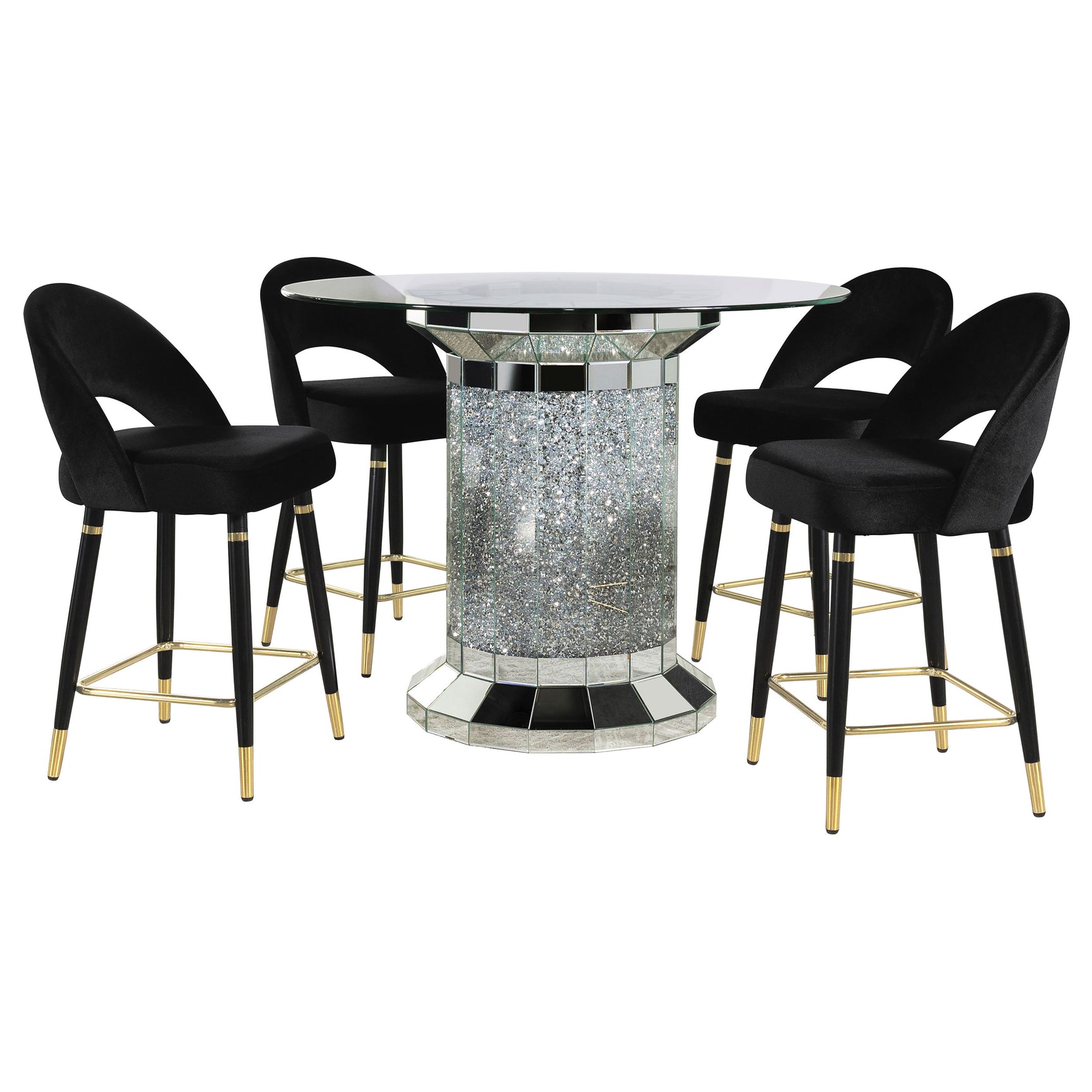 Ellie Black Mirrored Counter Height Dining Set side view