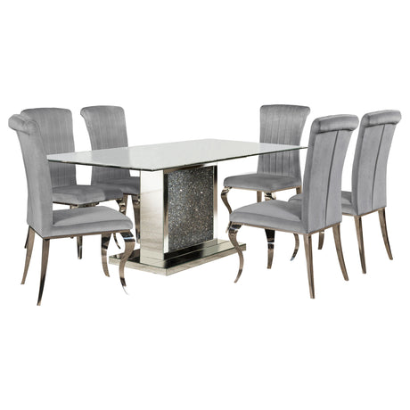 Dining room view of Marilyn Gray Rectangular Mirrored Dining Room Set