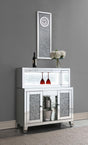 Yvaine wine cabinet front view showing mirrored acrylic doors