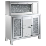 Side view of Yvaine wine cabinet highlighting silver finish