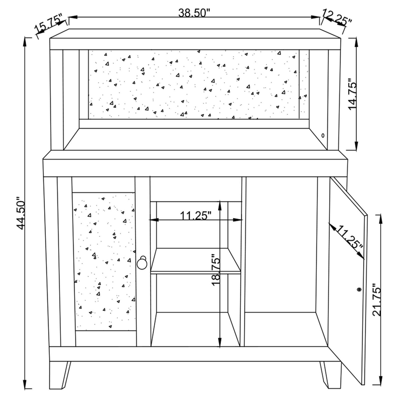 Top view of Yvaine mirrored acrylic wine cabinet