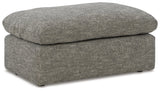 Dramatic Granite Chenille Ottoman angled side view