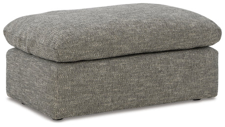 Dramatic Granite Chenille Ottoman angled side view