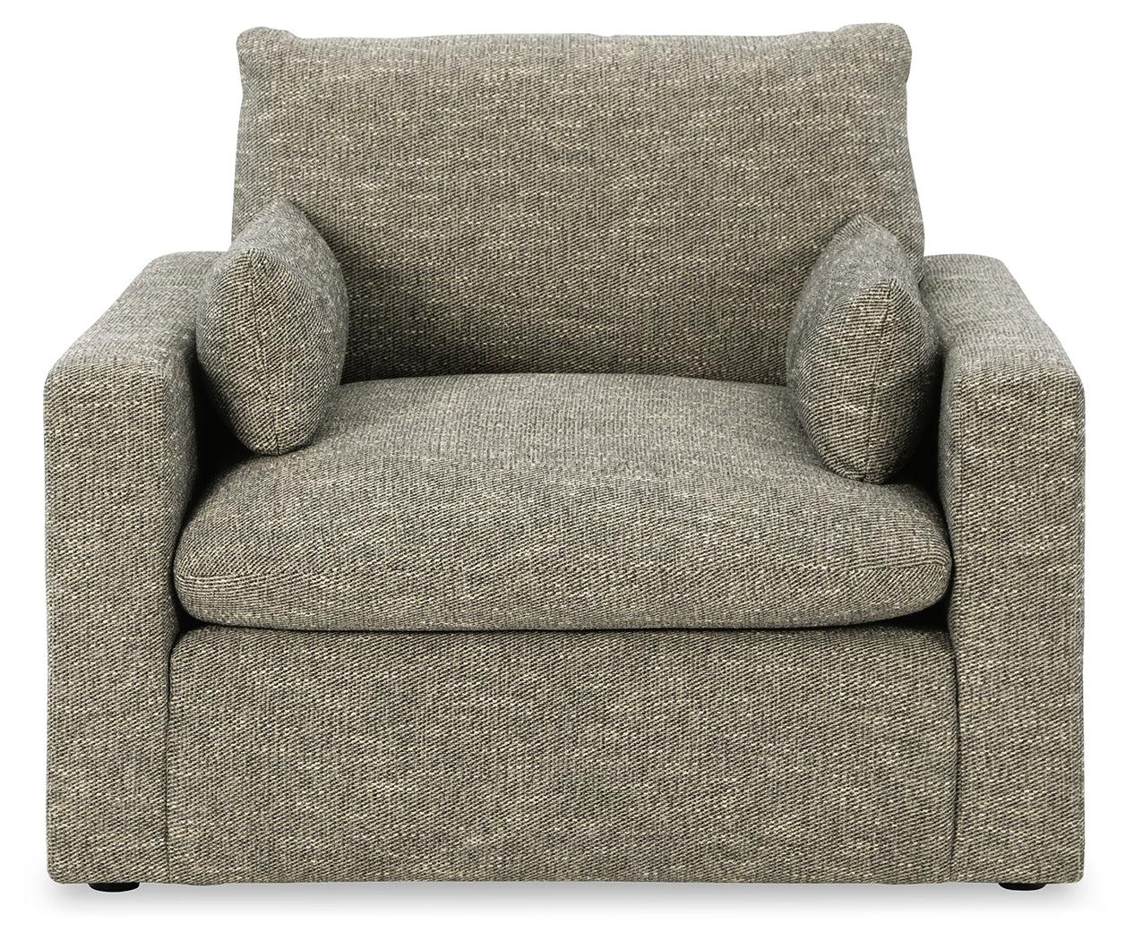 Dramatic Granite Chenille Oversized Chair side profile