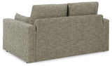 Dramatic Granite Chenille Loveseat rear view showing frame