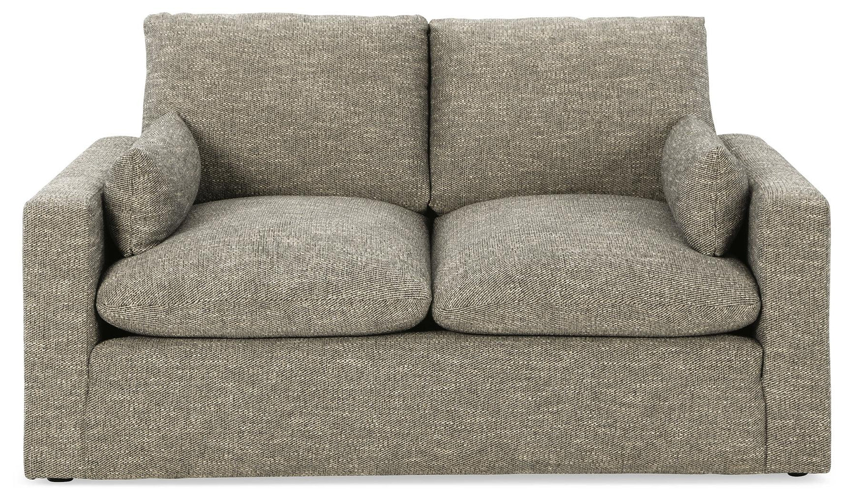Dramatic Granite Chenille Loveseat head-on front view