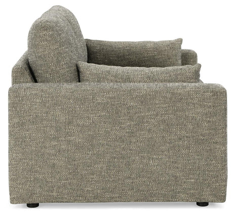 Dramatic Granite Chenille Loveseat side view showing profile