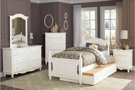Clementine White Youth Platform Bed with trundle storage