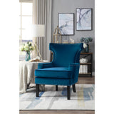 Lapis Blue Velvet Upholstered Accent Chair angled view