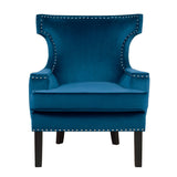 Lapis Blue Velvet Upholstered Accent Chair front view