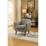 Lucille Beige Tufted Fabric Accent Chair angled front view