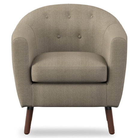 Lucille Beige Tufted Fabric Accent Chair front 3D view