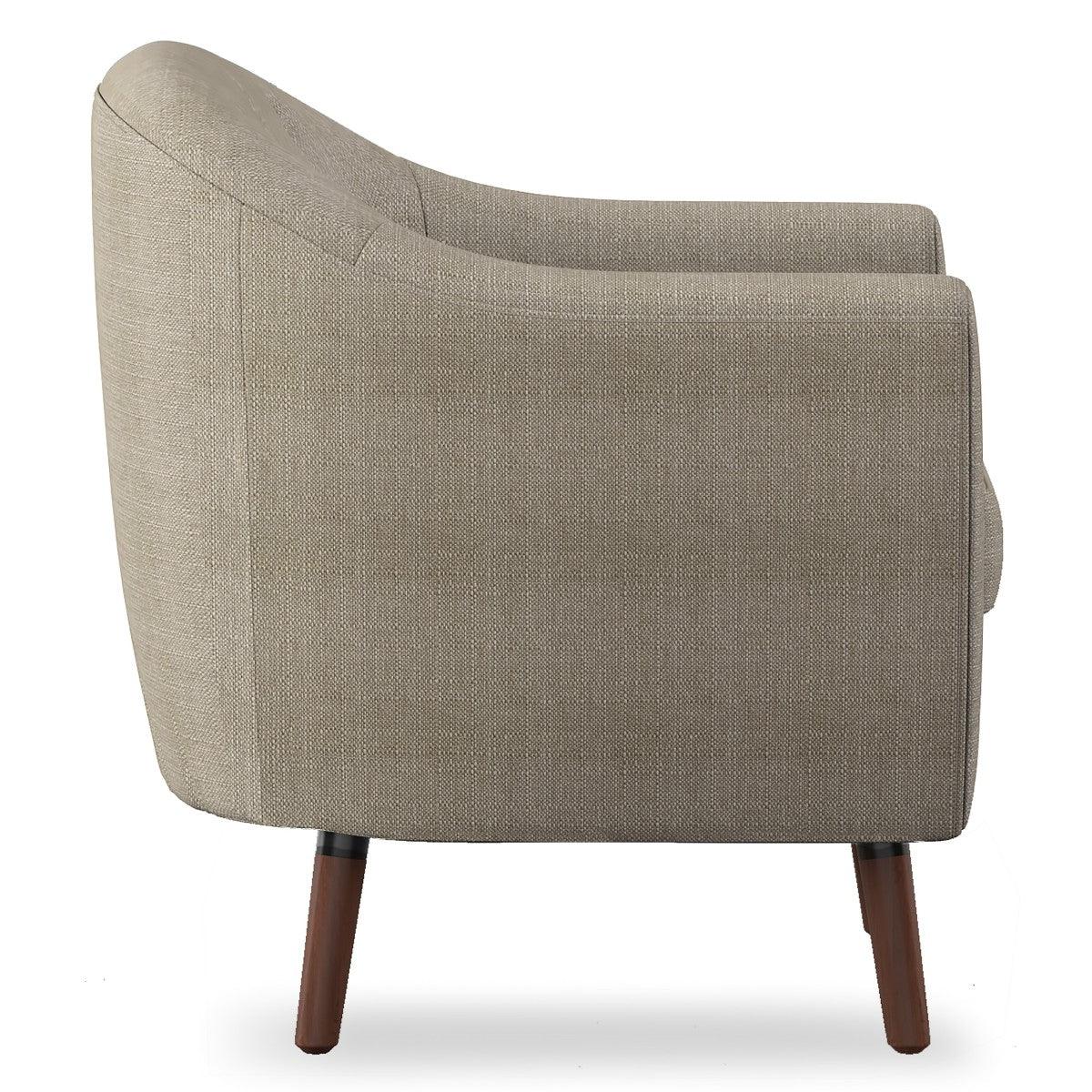 Lucille Beige Tufted Fabric Accent Chair side 3D view