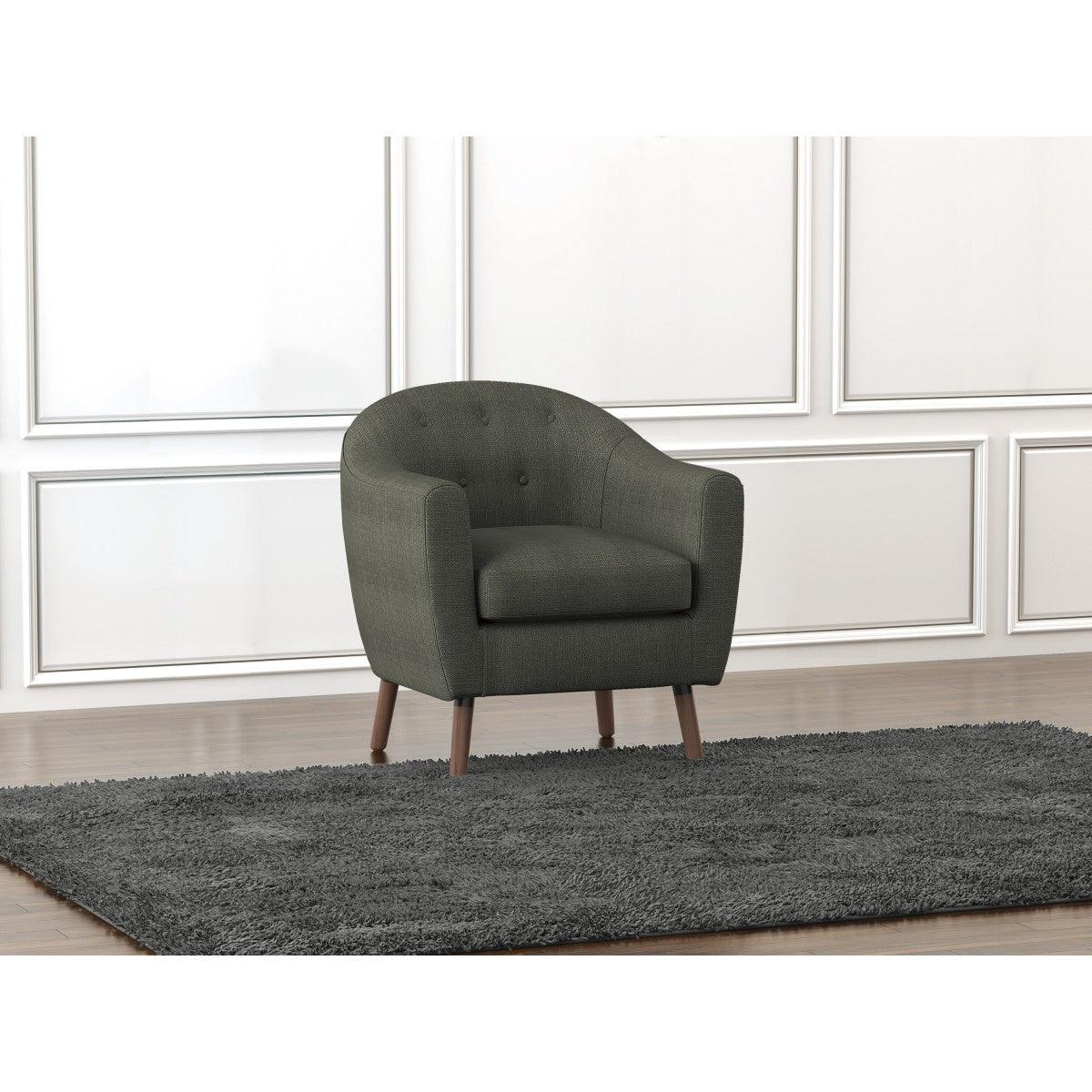 Lucille Gray 3D perspective gray fabric tufted accent chair