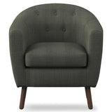 Lucille Gray front view gray fabric tufted accent chair
