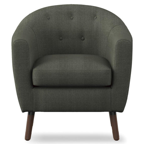 Lucille Gray front view gray fabric tufted accent chair