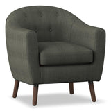 Lucille Gray main 3D view gray fabric tufted accent chair