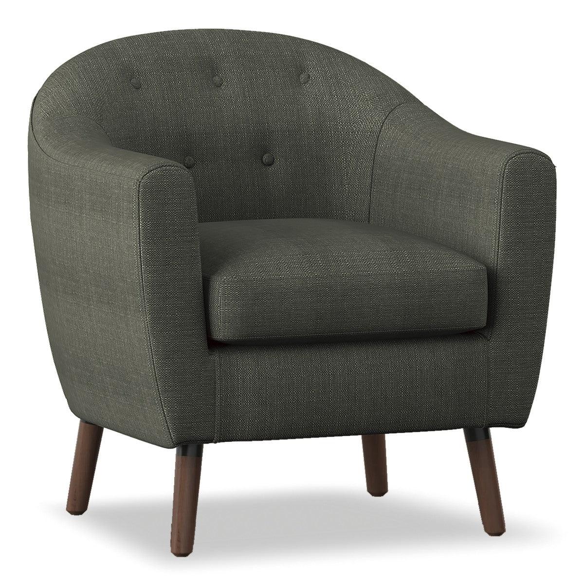 Lucille Gray main 3D view gray fabric tufted accent chair