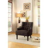 Charisma Chocolate tufted fabric accent chair full view