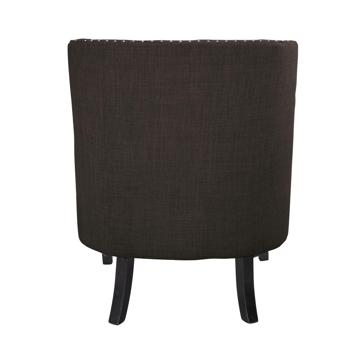 Charisma Chocolate tufted fabric accent chair rear angle view