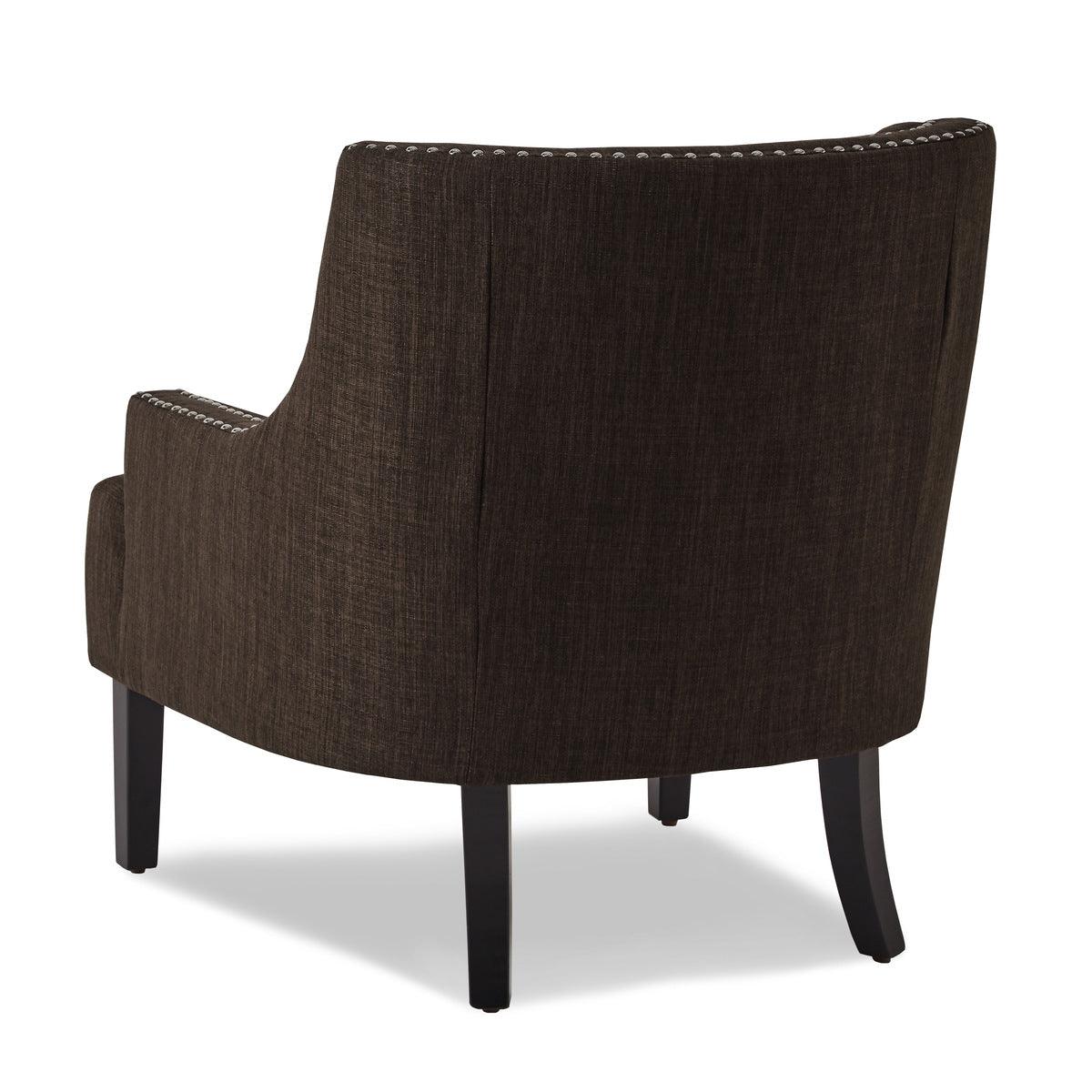 Charisma Chocolate tufted fabric accent chair back view
