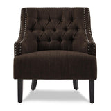 Charisma Chocolate tufted fabric accent chair front view