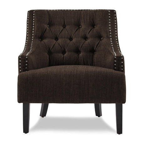 Charisma Chocolate tufted fabric accent chair front view
