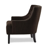 Charisma Chocolate tufted fabric accent chair side profile