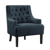 Charisma Indigo Tufted Fabric Accent Chair angled side view