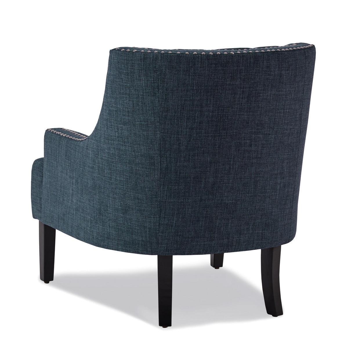 Charisma Indigo Tufted Fabric Accent Chair back view