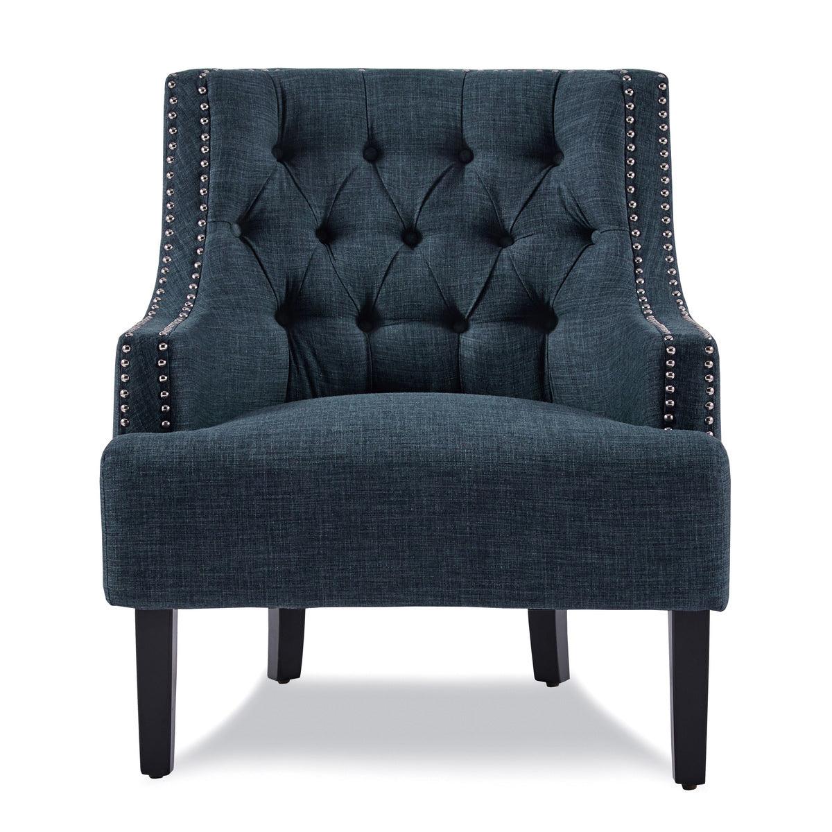 Charisma Indigo Tufted Fabric Accent Chair front view