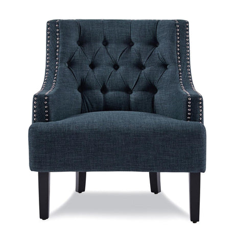 Charisma Indigo Tufted Fabric Accent Chair front view
