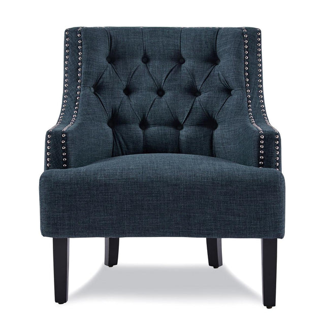 Charisma Indigo Tufted Fabric Accent Chair front view