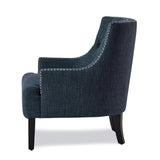 Charisma Indigo Tufted Fabric Accent Chair side view