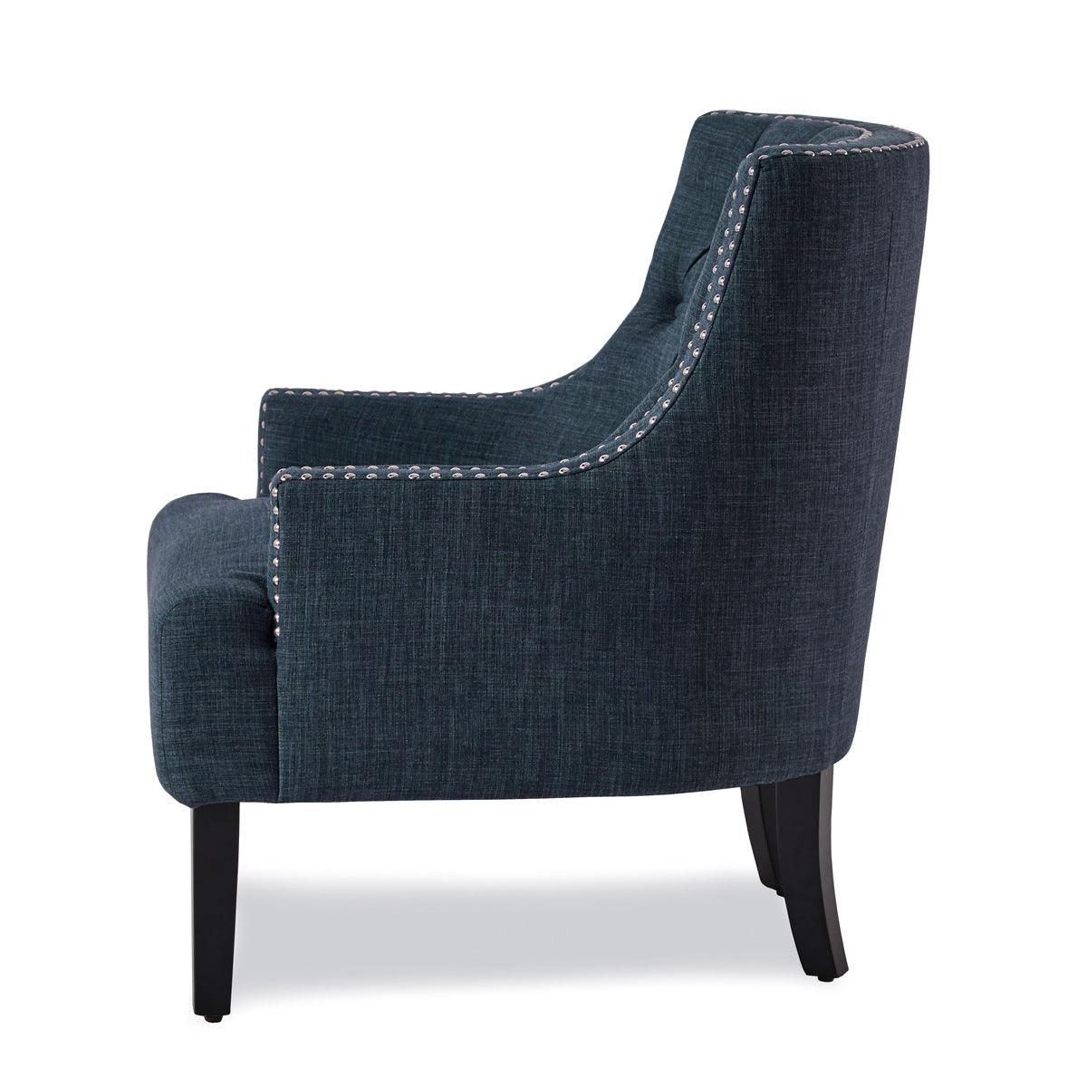 Charisma Indigo Tufted Fabric Accent Chair side view