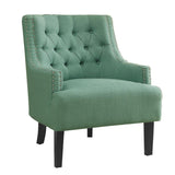 Charisma teal fabric tufted accent chair side view