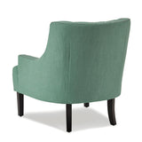 Charisma teal fabric tufted accent chair profile with exposed legs
