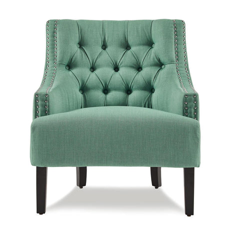 Charisma teal fabric tufted accent chair front view