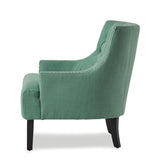 Charisma teal fabric tufted accent chair back view