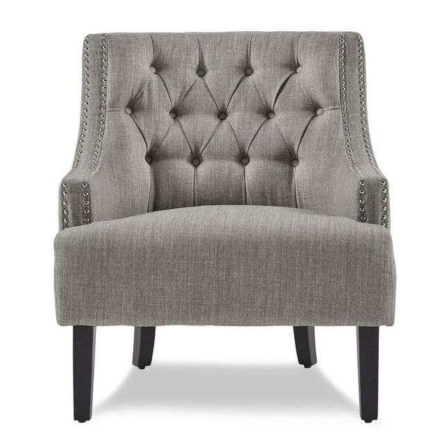 Charisma taupe fabric tufted accent chair front view