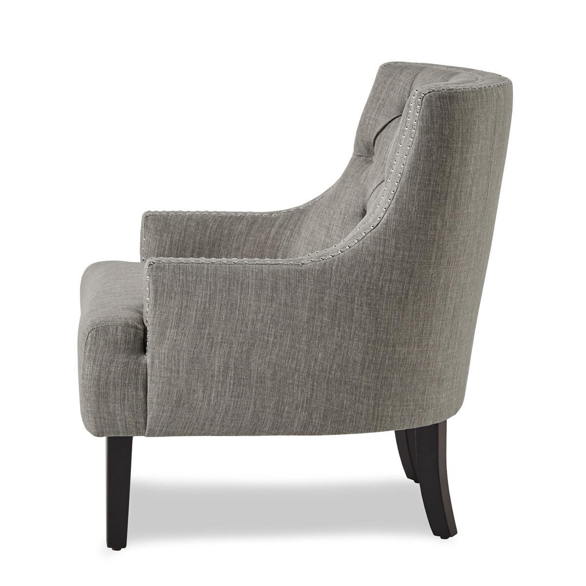 Charisma taupe fabric tufted accent chair angled back view